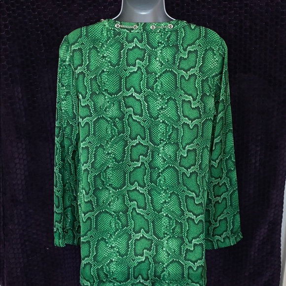 MICHAEL KORS GREEN PYTHON PRINT TUNIC SMALL - Picture 2 of 3